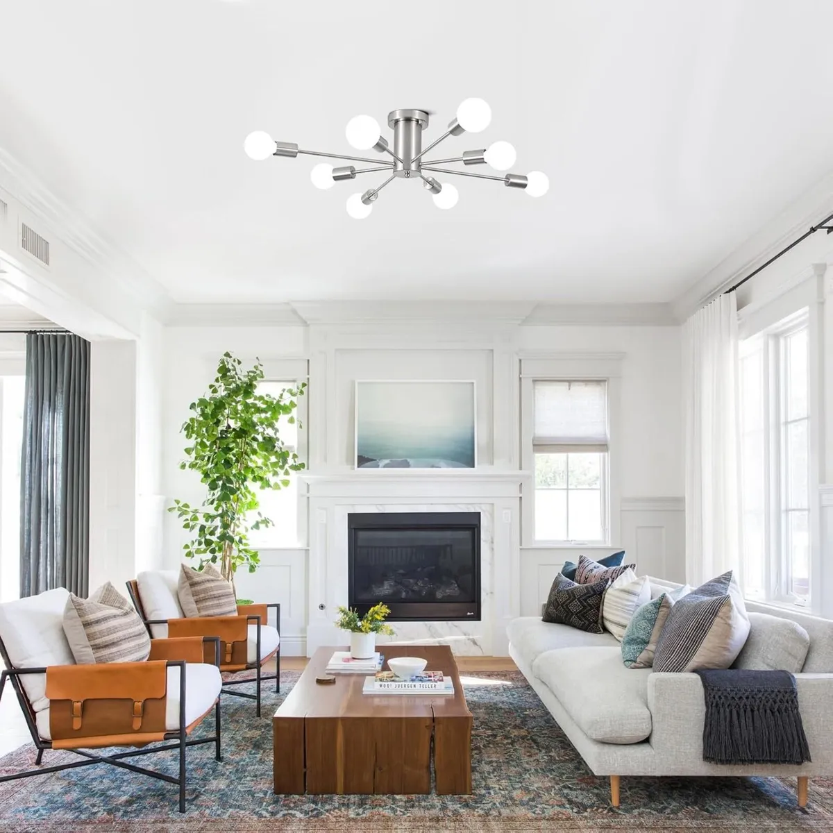 Brushed Nickel Sputnik Ceiling Light，8 Lights - Image 2