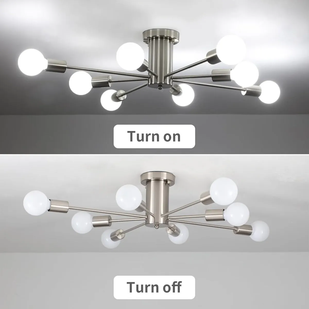 Brushed Nickel Sputnik Ceiling Light，8 Lights - Image 4