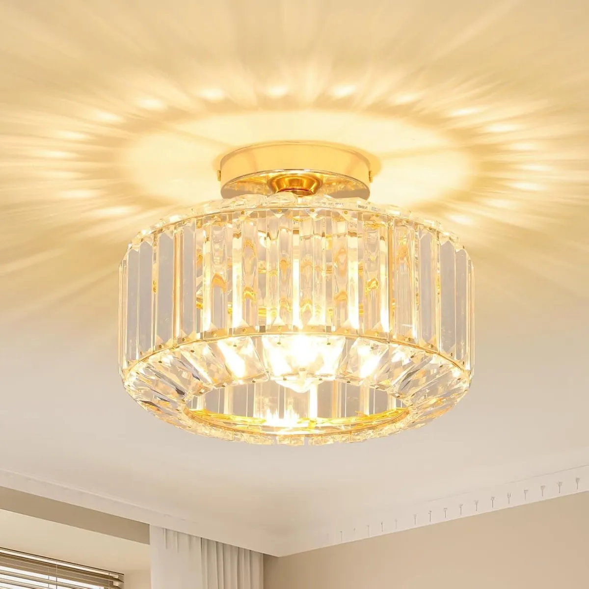 Modern Crystal Chandeliers Gold Ceiling Light - Image 1