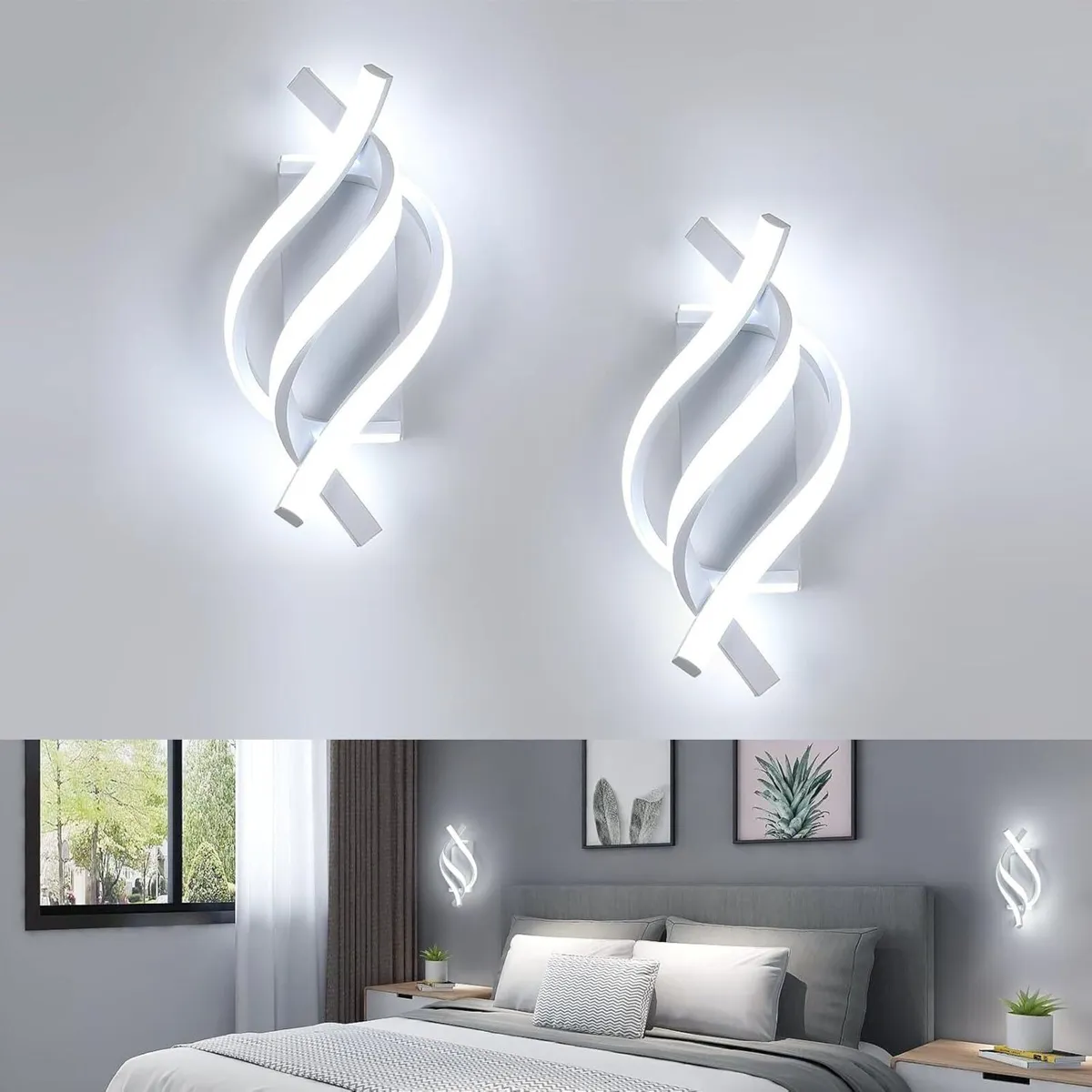 Modern LED Wall Light Set of 2 22W 1320LM White - Image 1