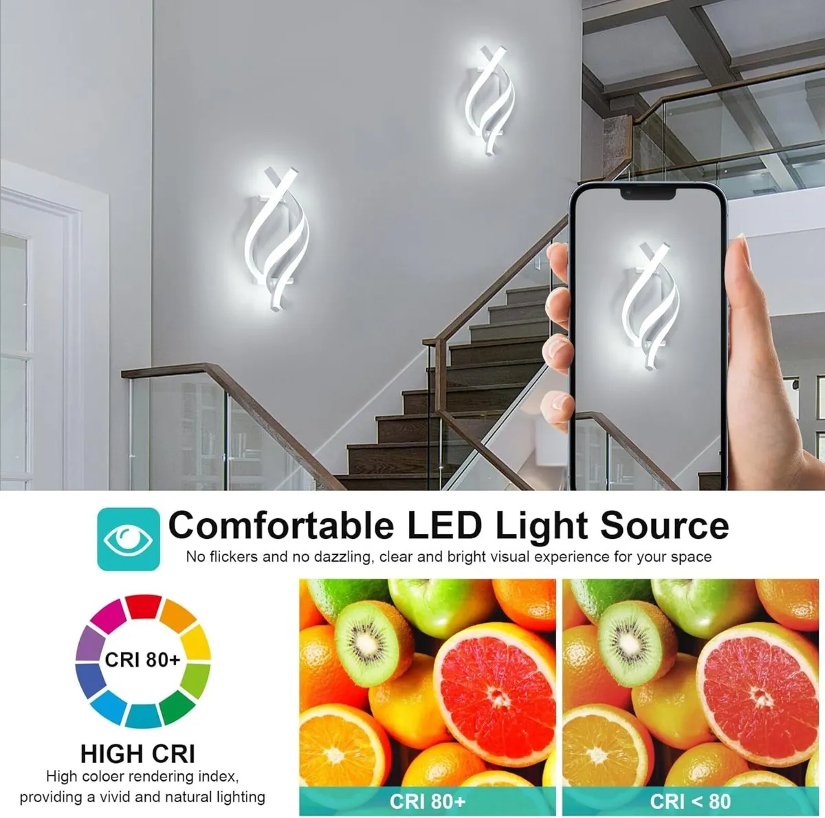 Modern LED Wall Light Set of 2 22W 1320LM White - Image 3