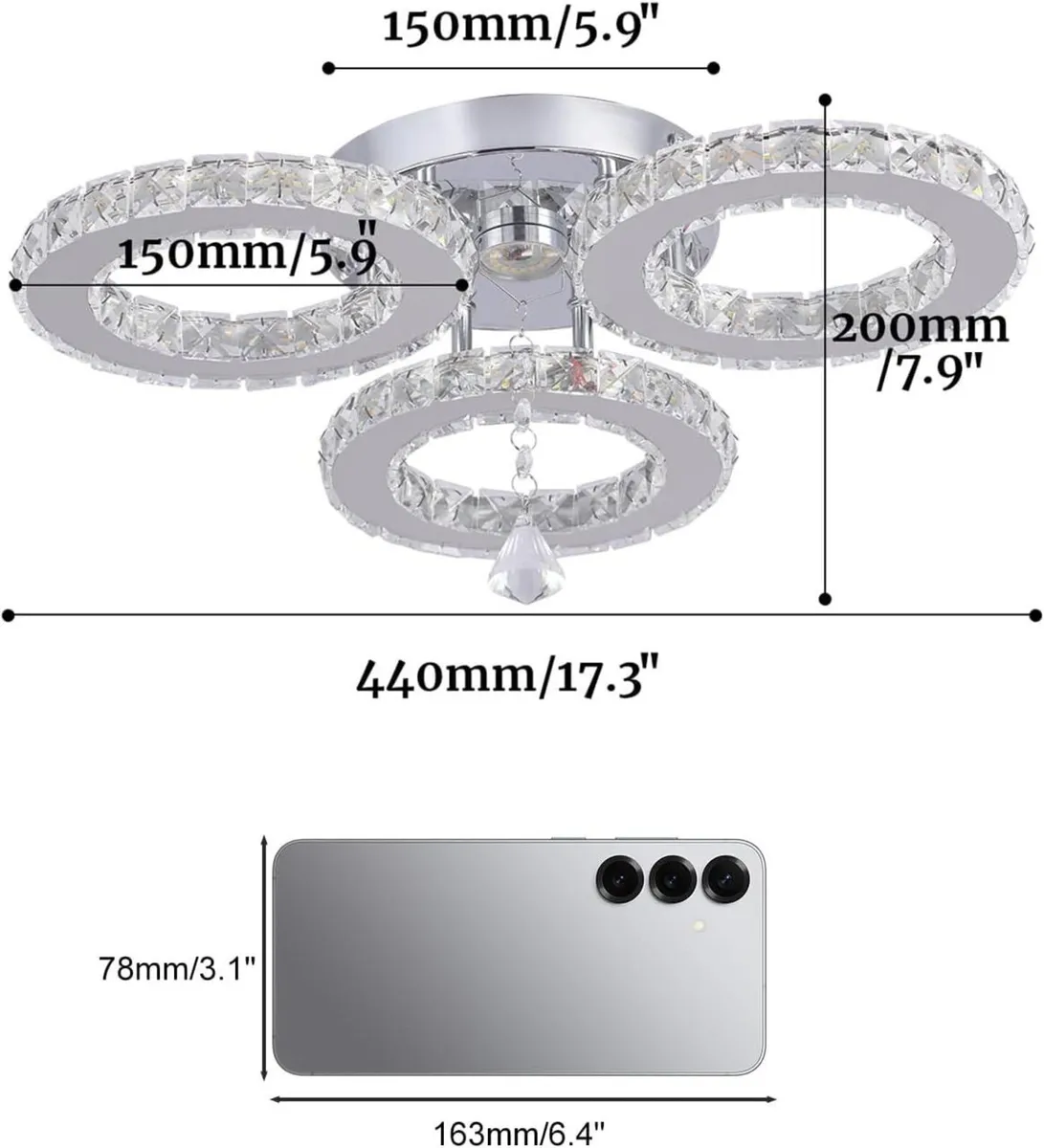 LED Crystal Pendant Ceiling Light 13x3.5 Inches 3 - Image 4