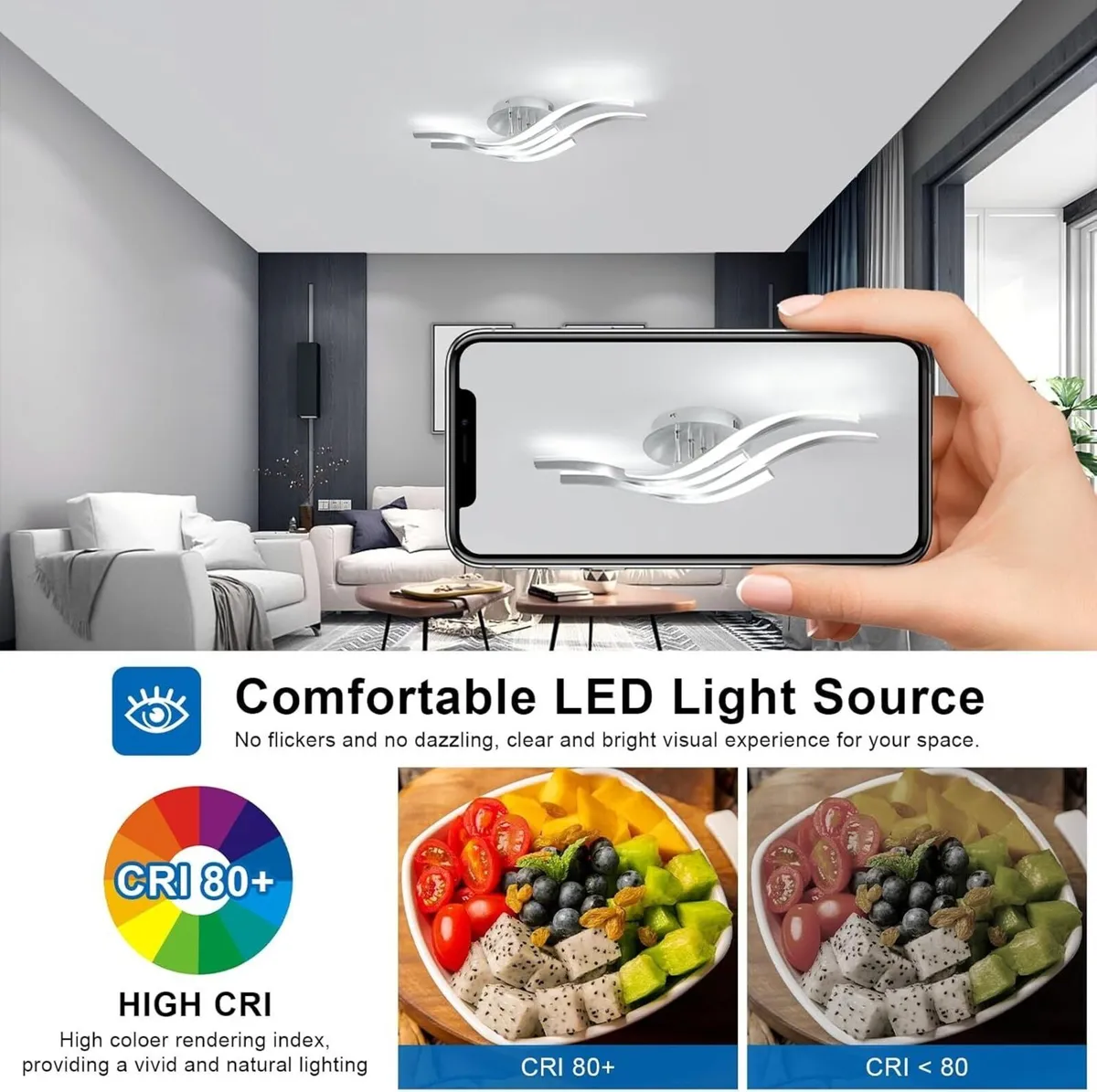 Modern Led Ceiling Light 4 Built-in Wave Boards - Image 4