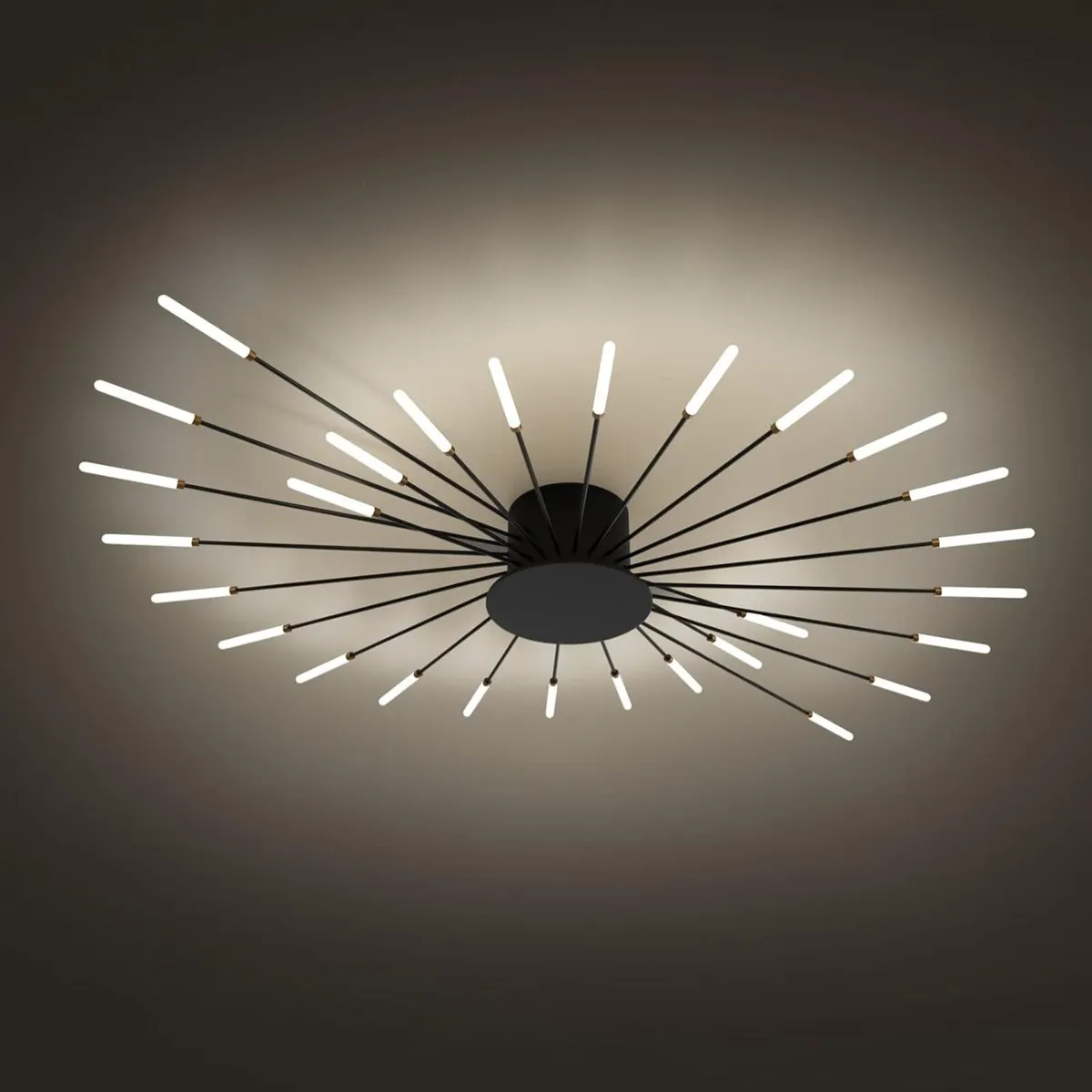 Modern LED Ceiling Light 28 Heads Black Flush - Image 2