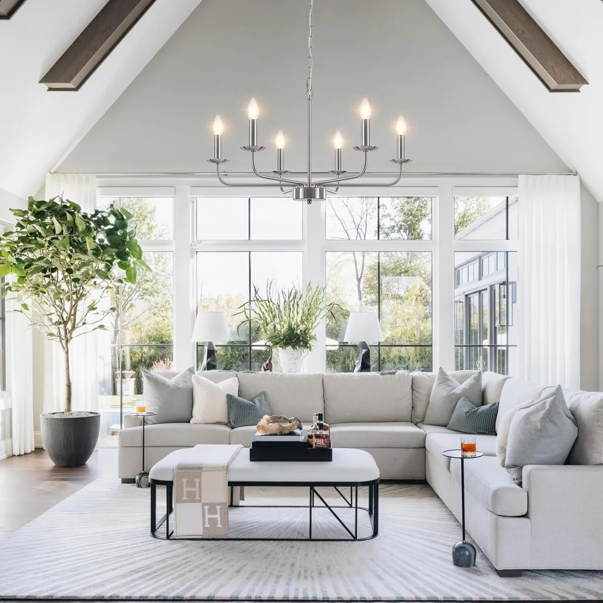 Silver Chandelier Ceiling Lights Living Room 6 - Image 2