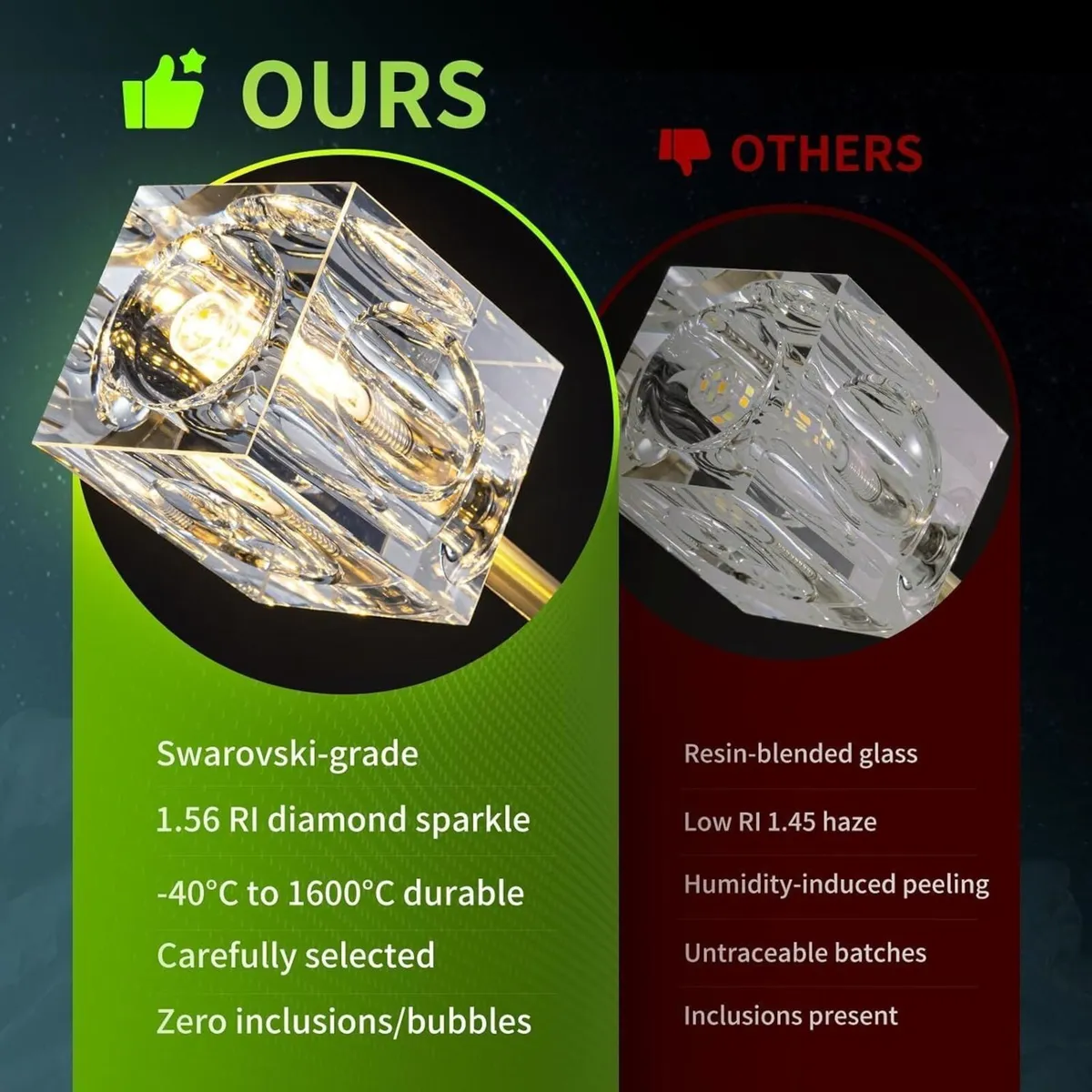 Modern Crystal Ceiling Light Black and Gold - Image 2