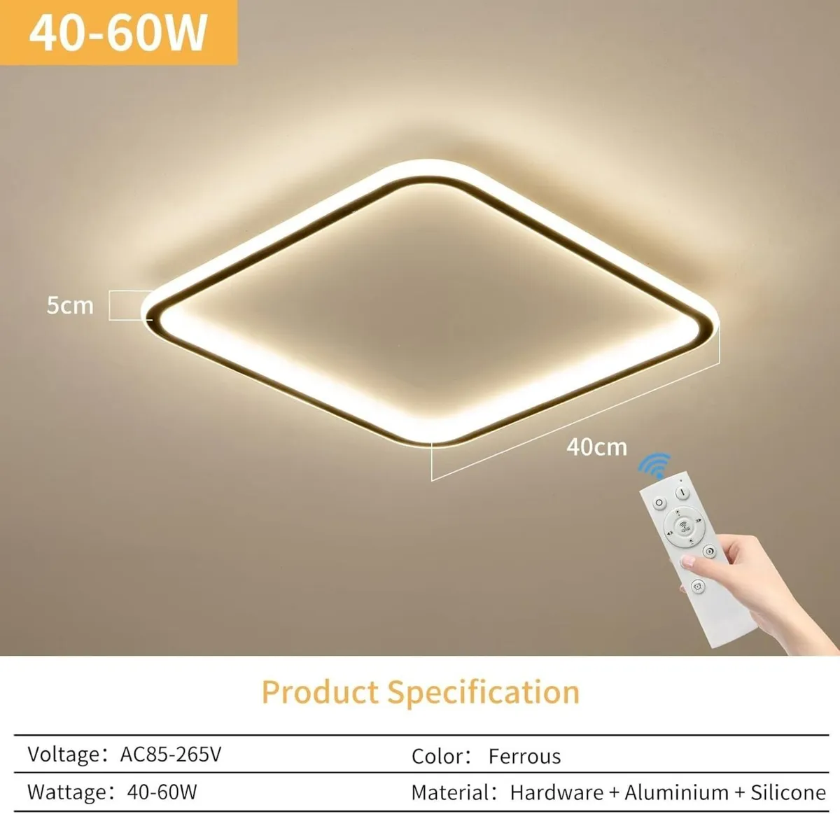 Modern 40cm Ceiling Light Dimmable 3000k/4500k/650 - Image 3