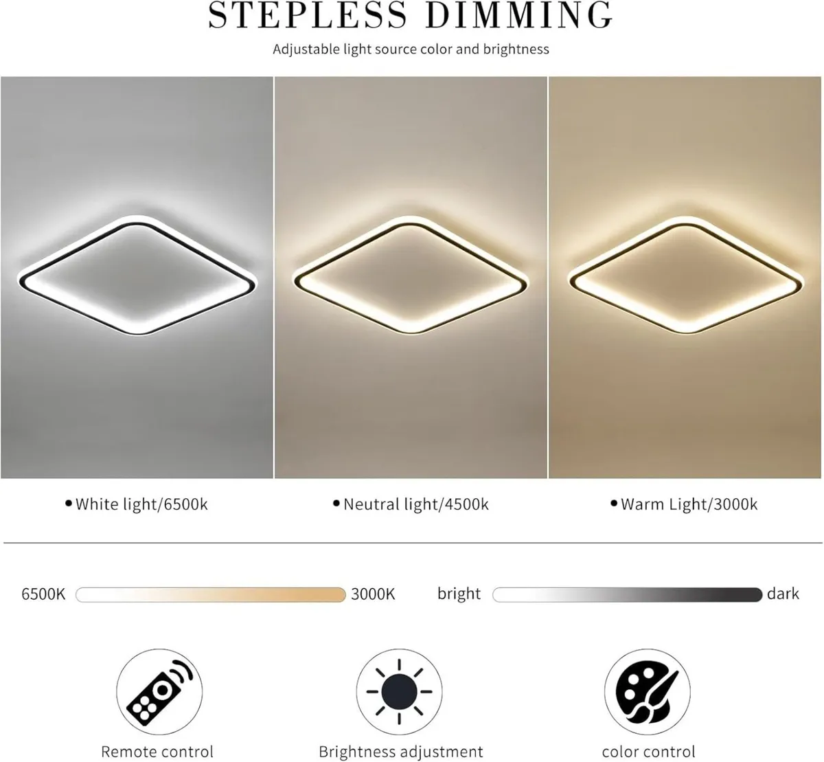 Modern 40cm Ceiling Light Dimmable 3000k/4500k/650 - Image 2