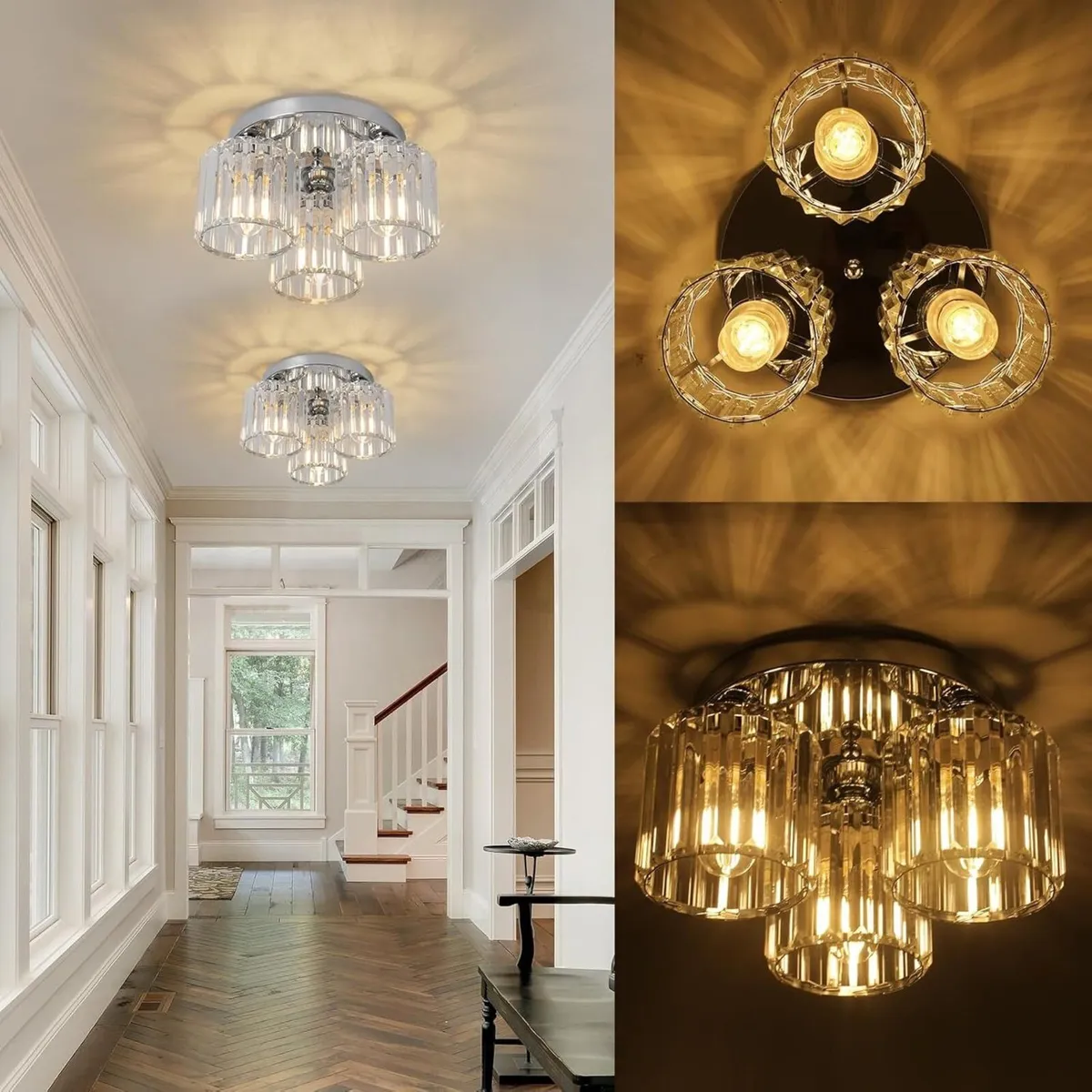 Crystal Chandeliers Ceiling Light 3-Lights Lights - Image 3