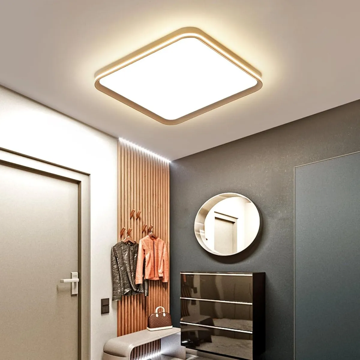 LED Square Ceiling Light 60cm Flush Living Room - Image 1
