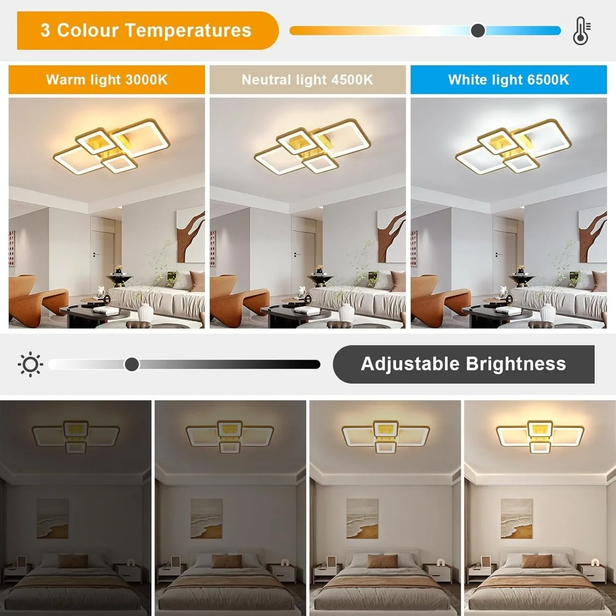 LED Ceiling Lights 54W Modern Dimmable Light with - Image 2