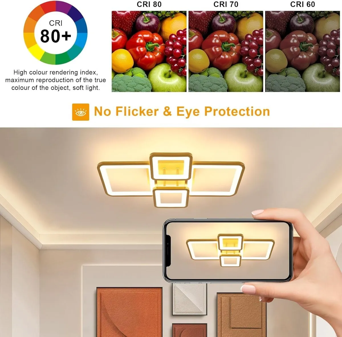 LED Ceiling Lights 54W Modern Dimmable Light with - Image 4