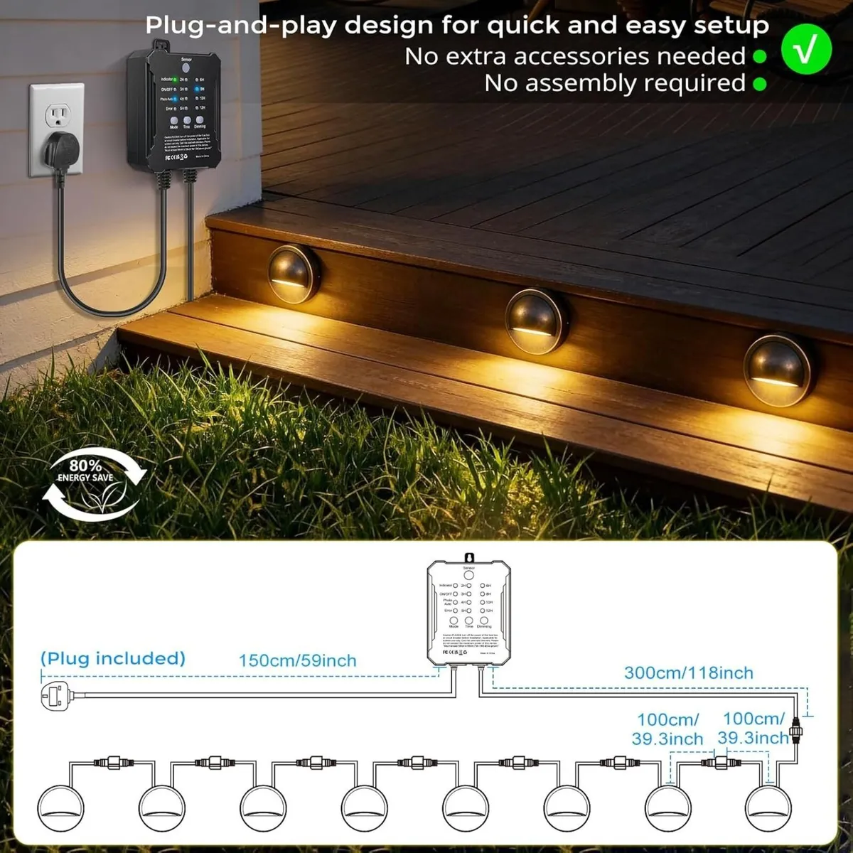 Garden Lights Mains Powered with Timer and - Image 4