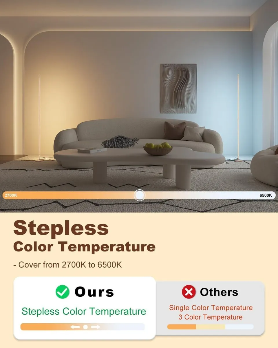 Minimalist Corner Floor Lamp - 2700K-6500K - Image 3