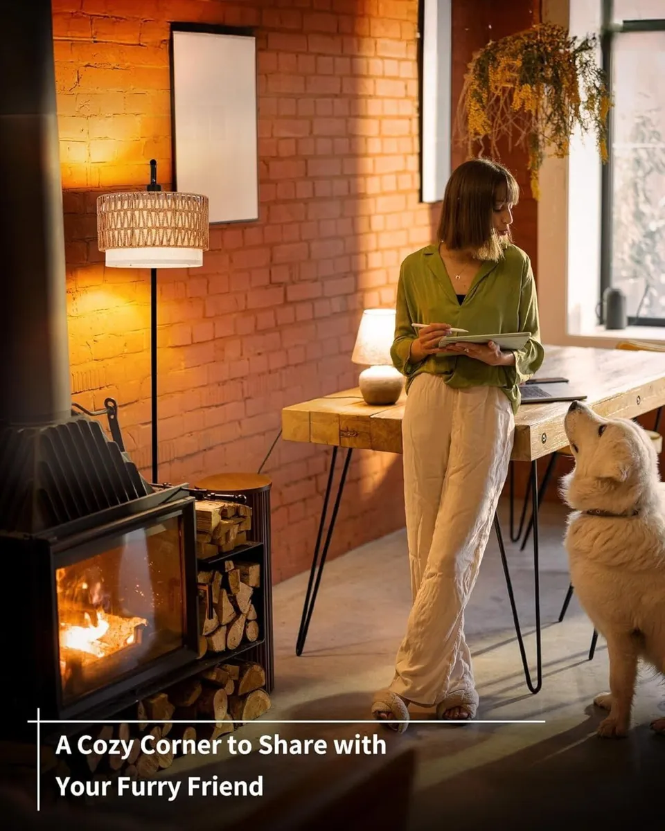 Rattan Floor Lamp Boho Lamps for Living Room with - Image 2