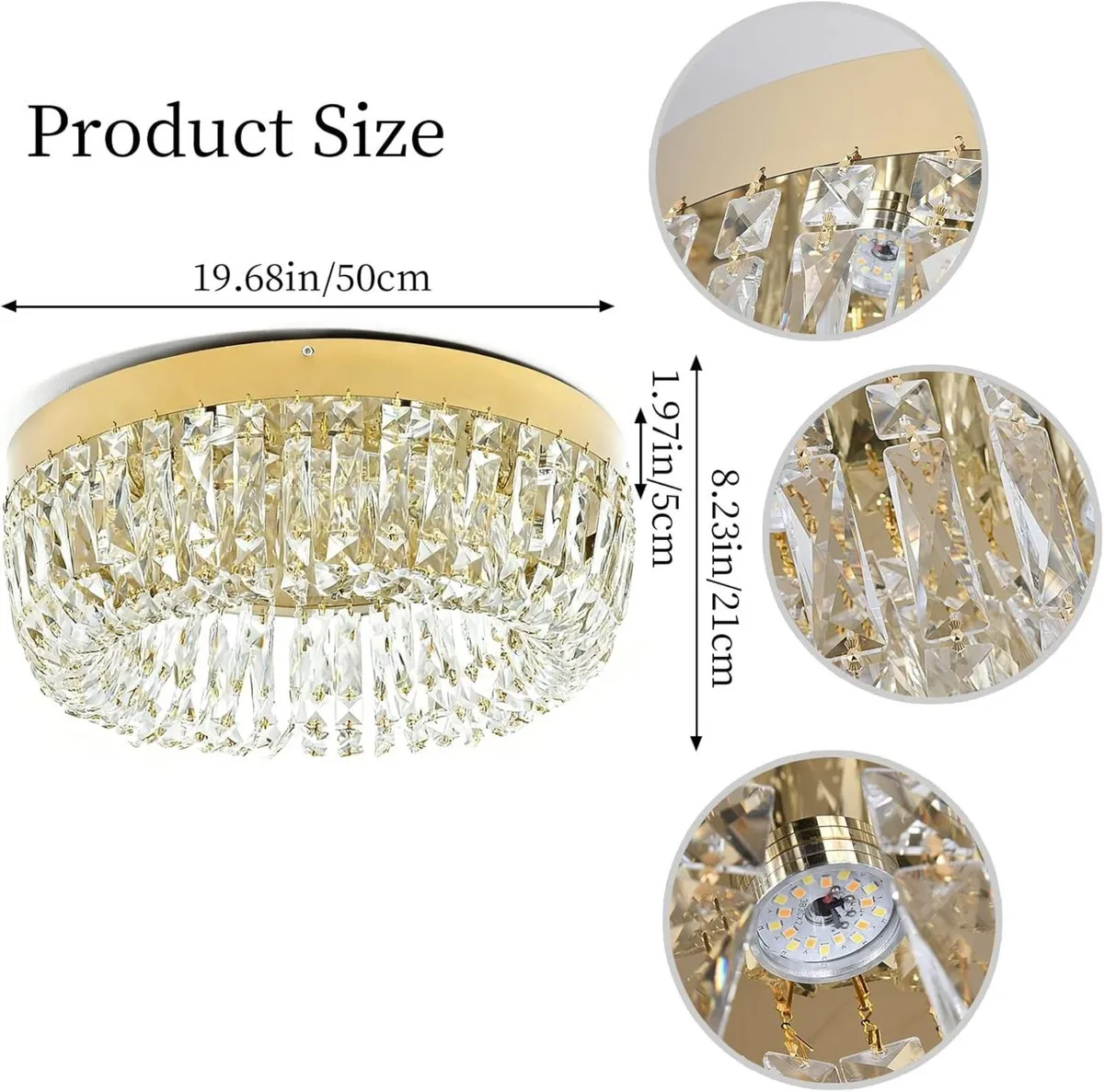 Luxury Gold Crystal Chandelier Flush Mount - Image 2
