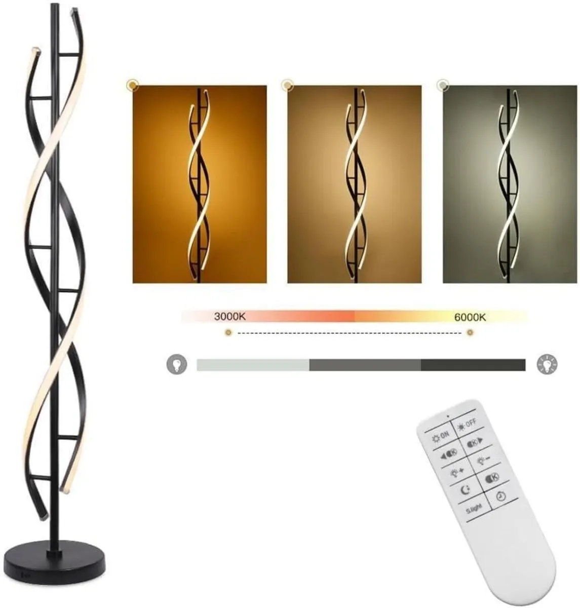 Floor Lamps for Living Room Black Spiral Dimmable - Image 1