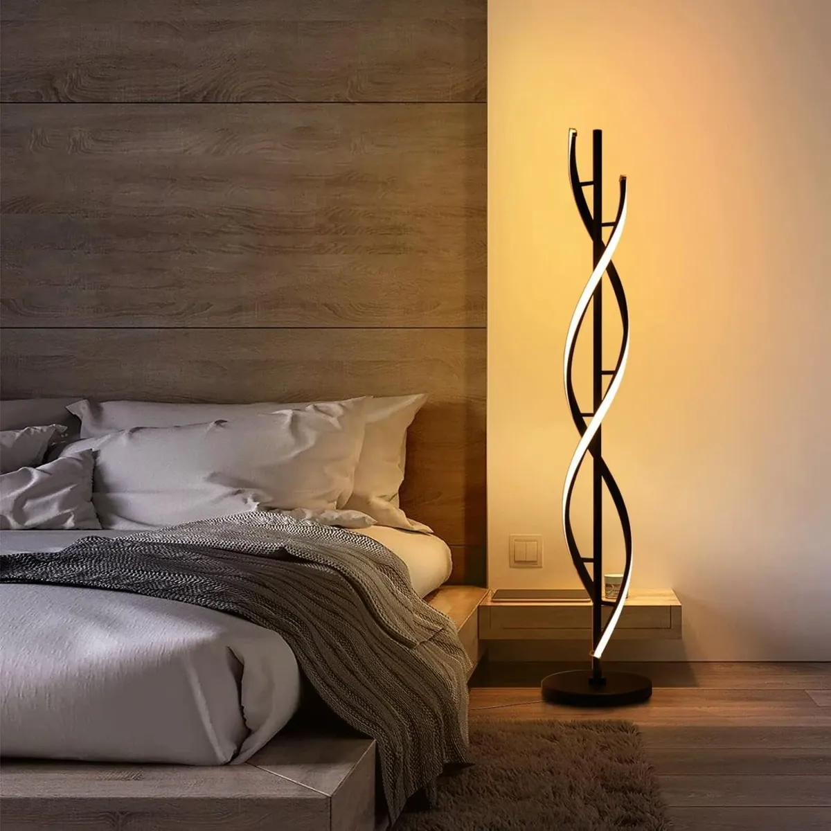 Floor Lamps for Living Room Black Spiral Dimmable - Image 3