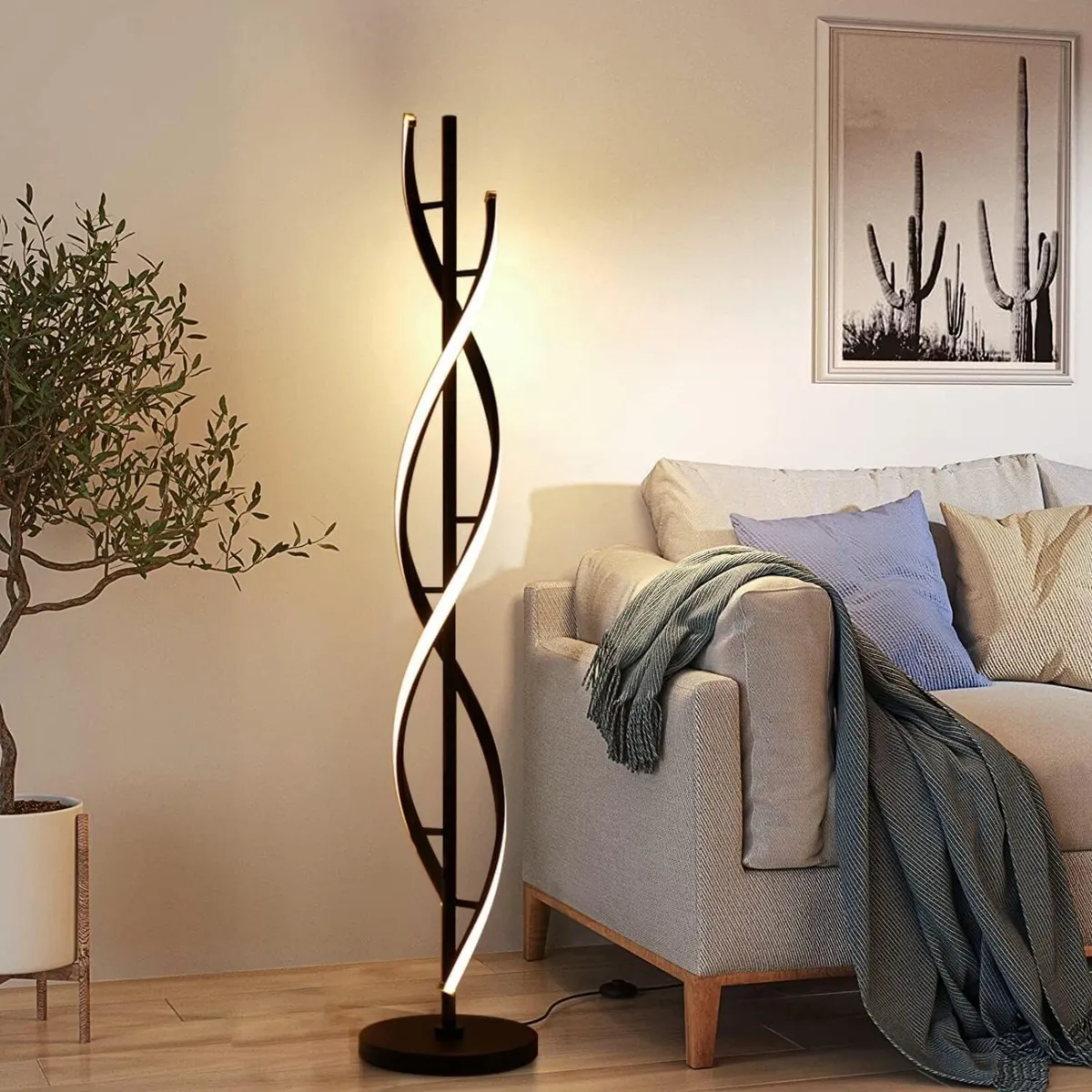 Floor Lamps for Living Room Black Spiral Dimmable - Image 4