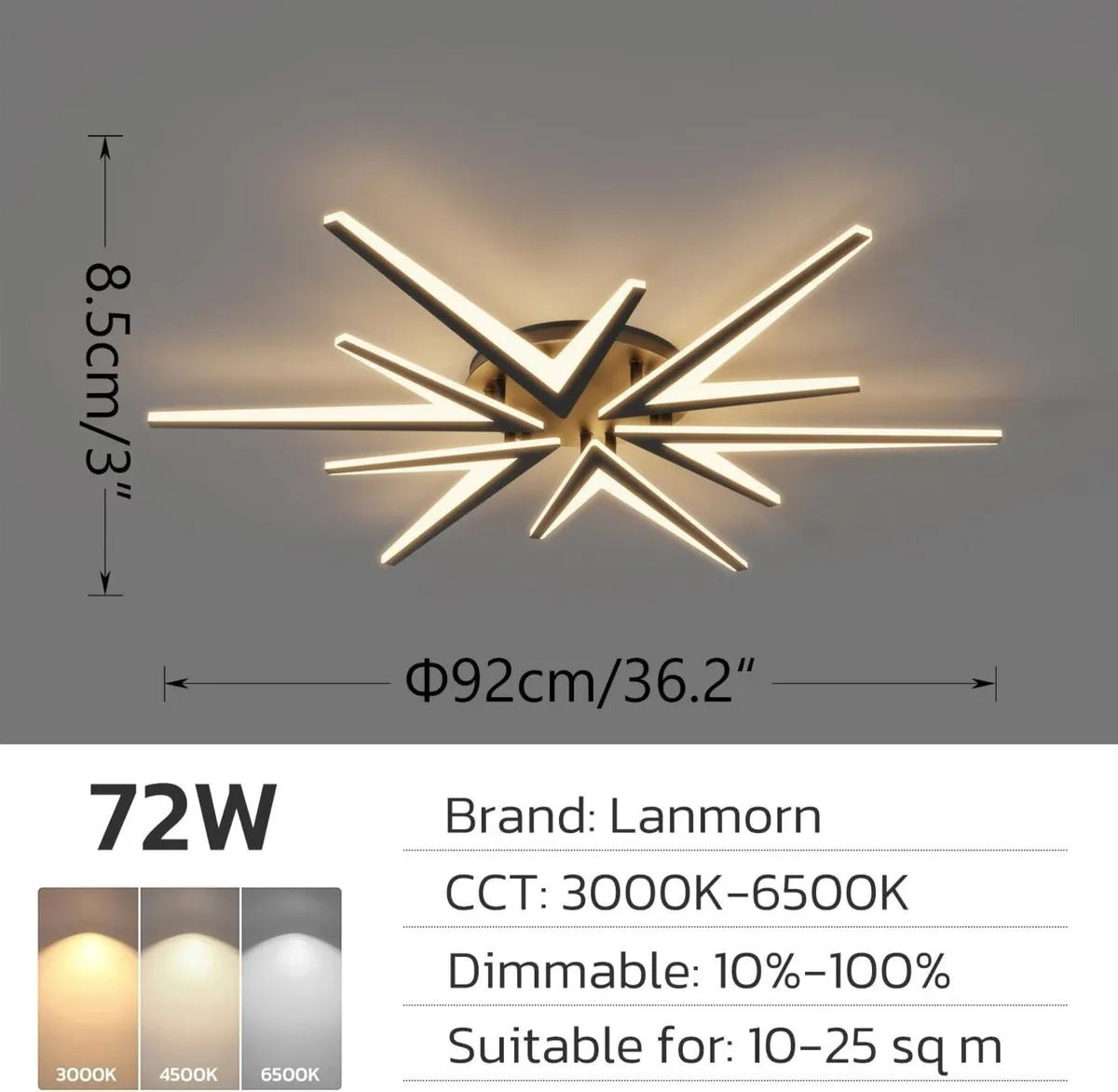 LED Ceiling Light with Remote Control Dimmable - Image 2