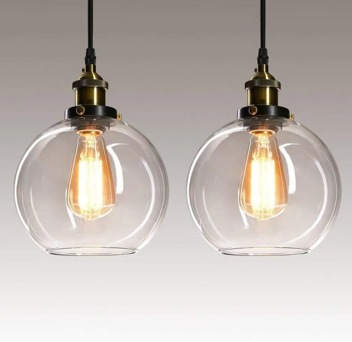 Frideko 2 Pack Pendant Light - Vintage Glass - Image 1