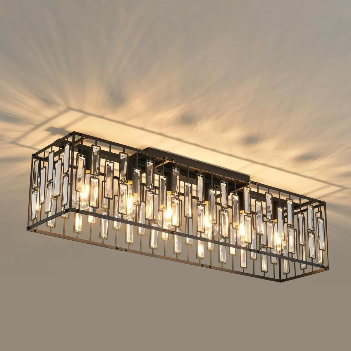 Modern Crystal Ceiling Light 6 Black Chandelier - Image 1