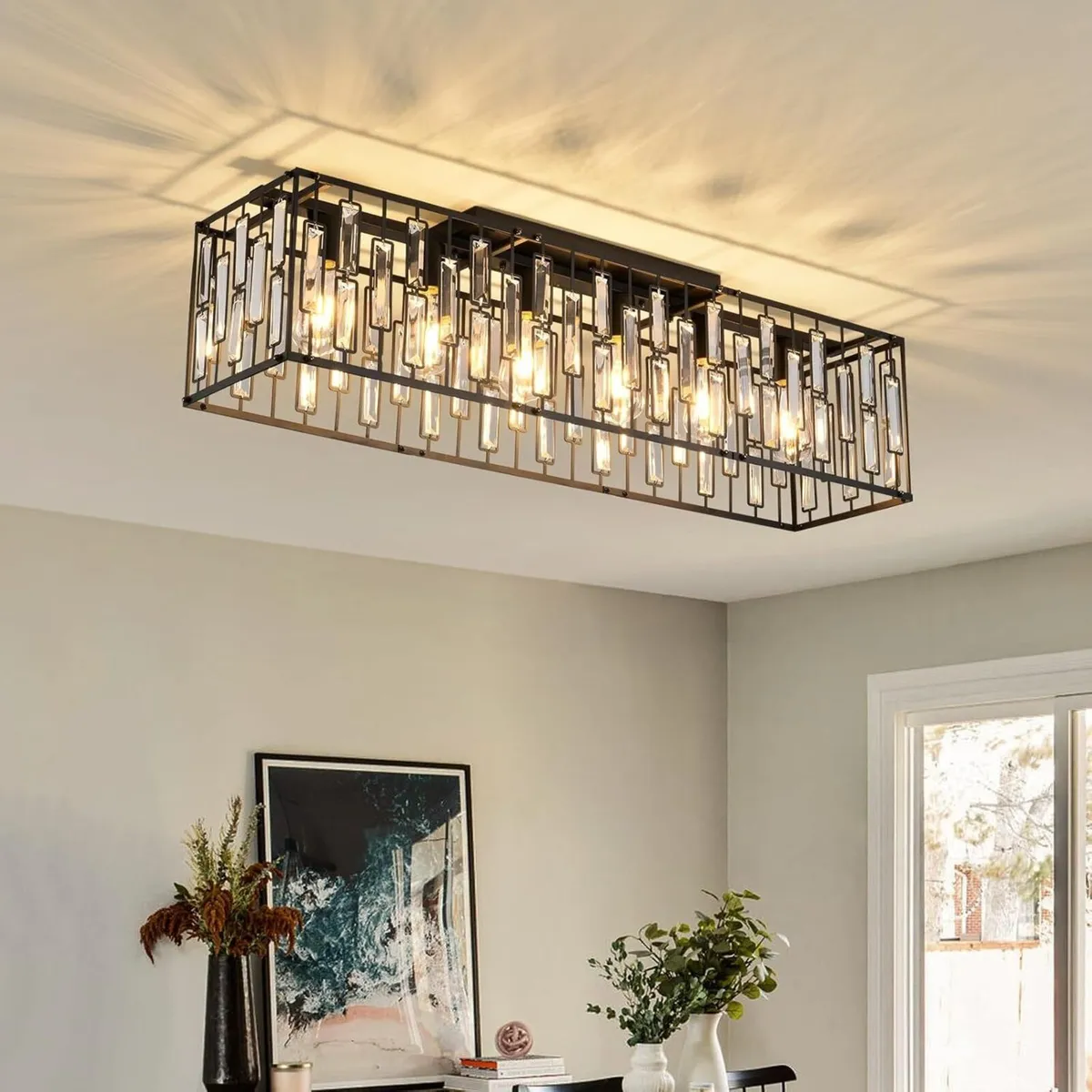 Modern Crystal Ceiling Light 6 Black Chandelier - Image 2