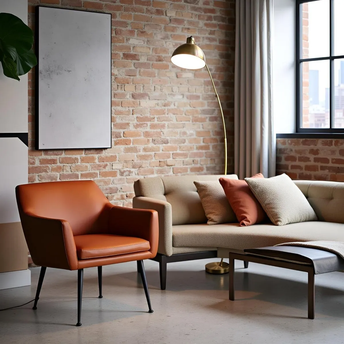 Modern Adjustable Floor Lamp in Antique Brass and - Image 3