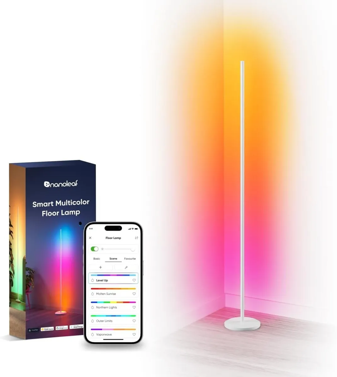 Matter Smart Floor Lamp White Standing with - Image 1