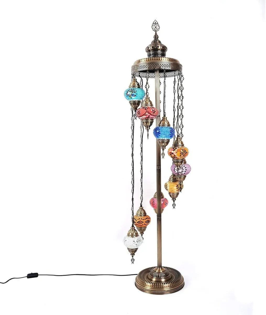 Turkish Lamp 9 Globe Mosaic Floor Standing - Image 2