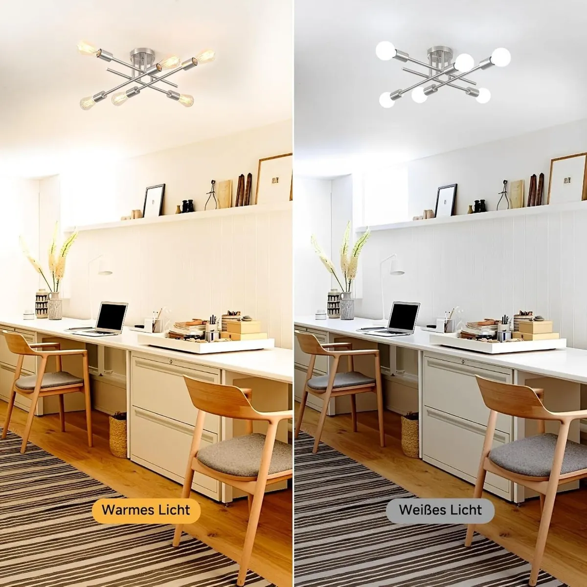 Nickel Sputnik Ceiling Light Fittings 6 Bulbs - Image 4