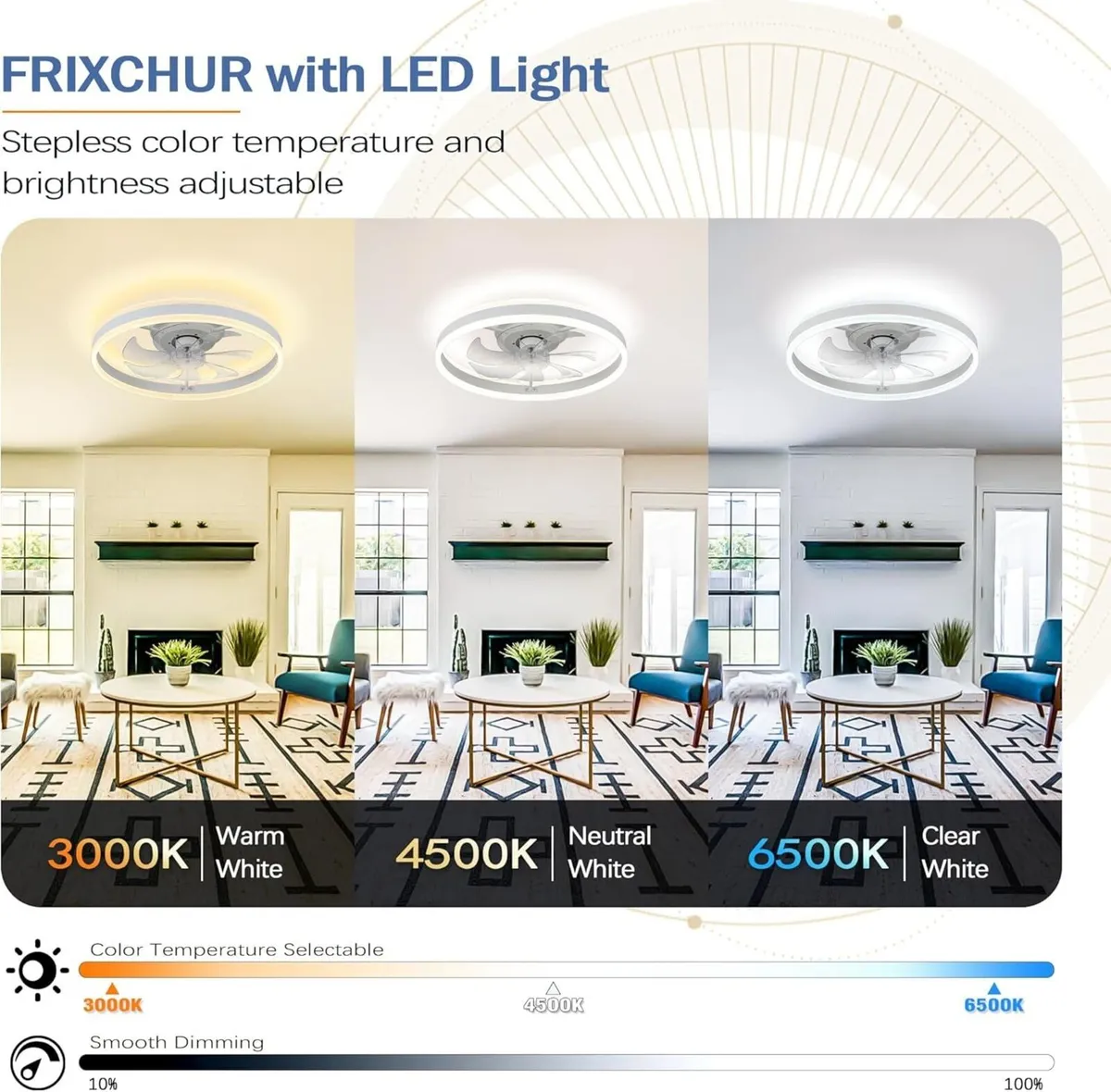 20 Modern Ceiling Fans with Lights LED Dimmable - Image 4