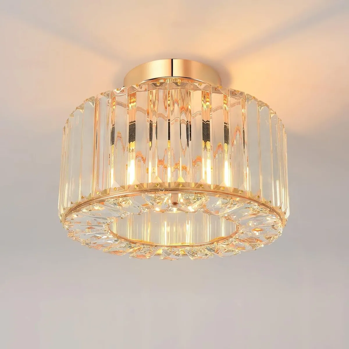 Gold Crystal Ceiling Lights Modern Semi Flush - Image 1