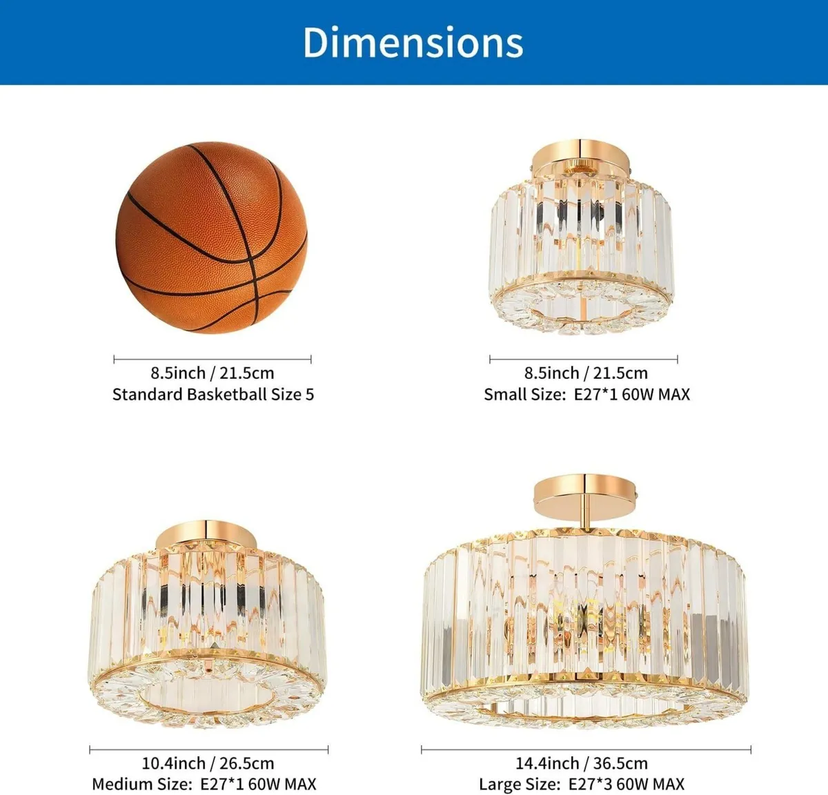 Gold Crystal Ceiling Lights Modern Semi Flush - Image 2