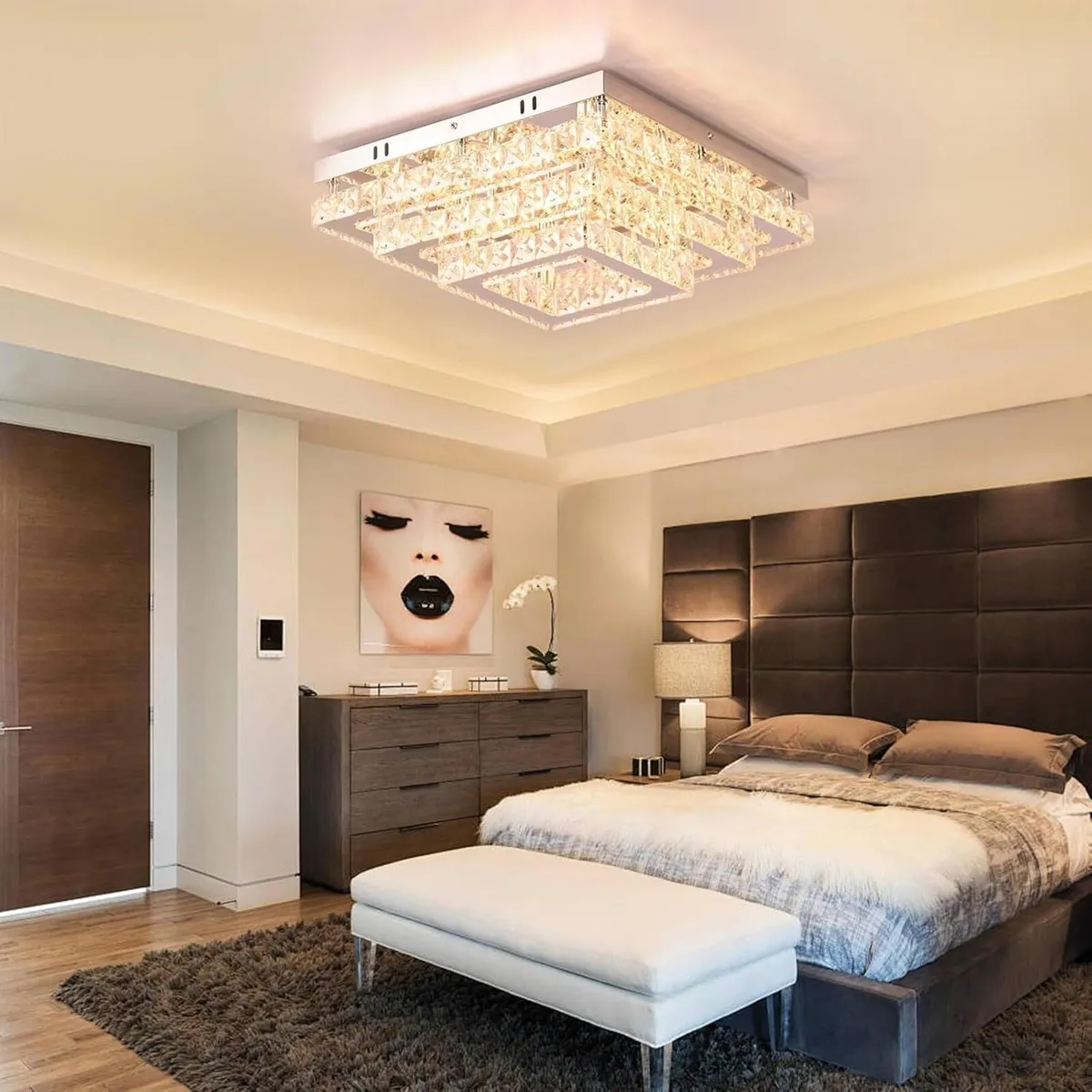 Modern Square Crystal LED Ceiling Light Fixture - Image 2