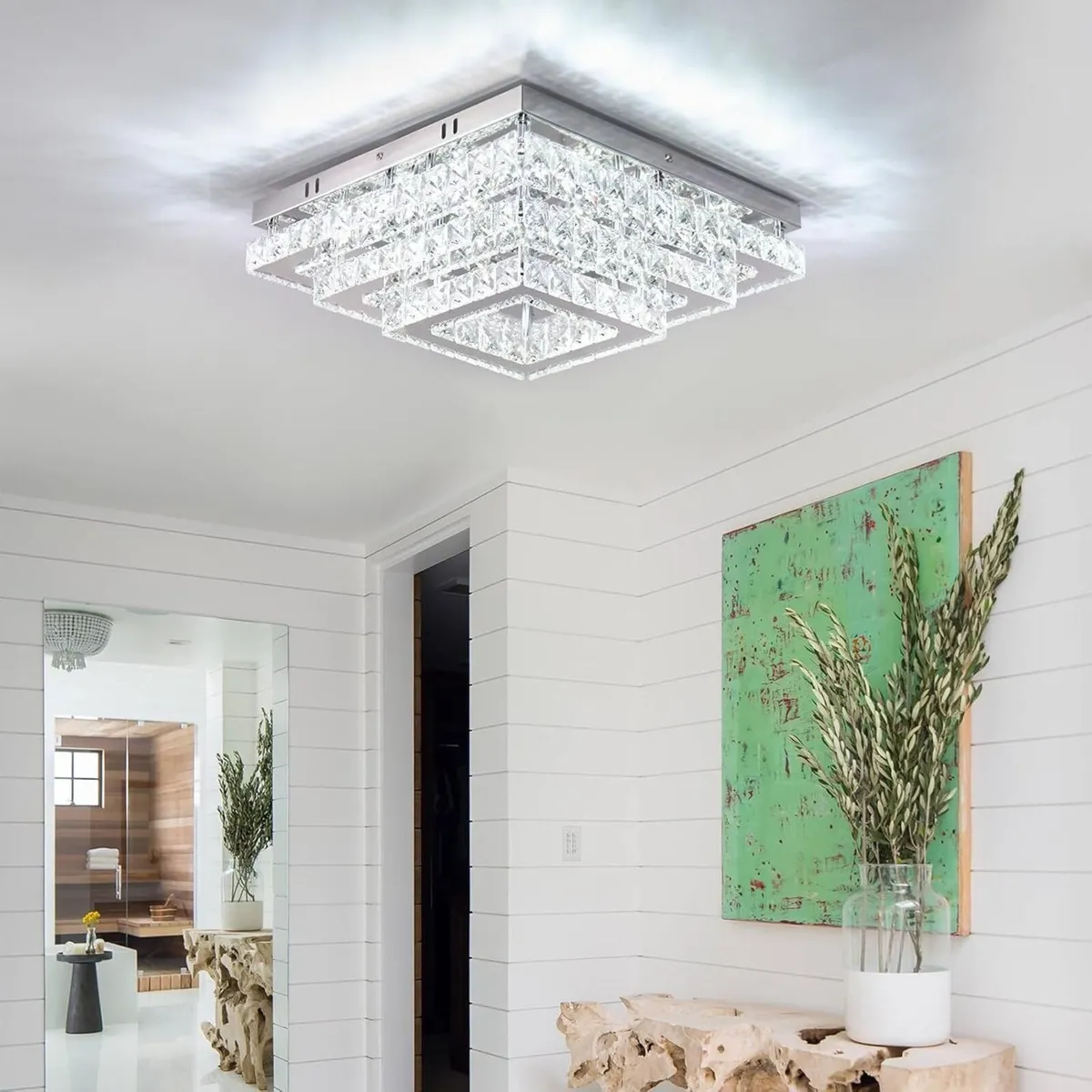 Modern Square Crystal LED Ceiling Light Fixture - Image 3