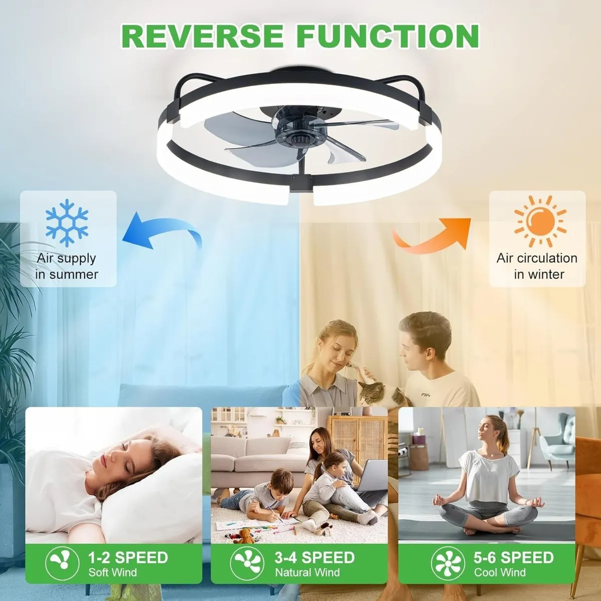 Ceiling Fans with Lights 50CM Modern 6 Speeds - Image 3