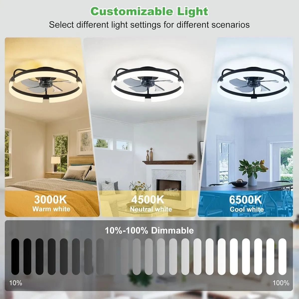 Ceiling Fans with Lights 50CM Modern 6 Speeds - Image 2