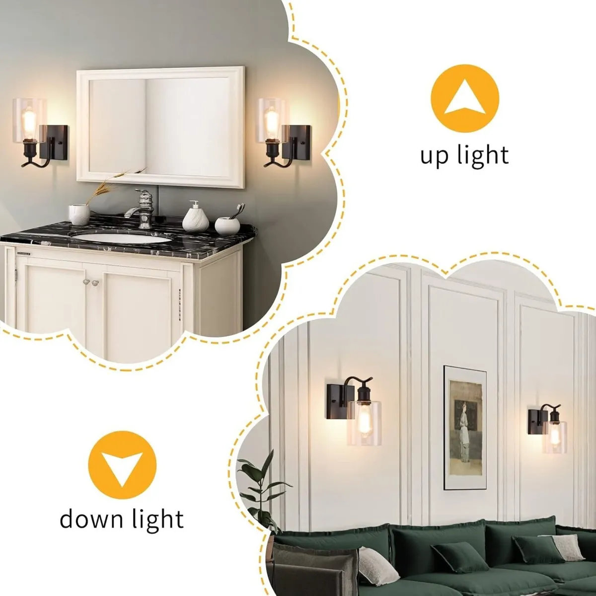 DIMMABLE Rustic Wall Sconces Set of 2 Farmhouse - Image 4