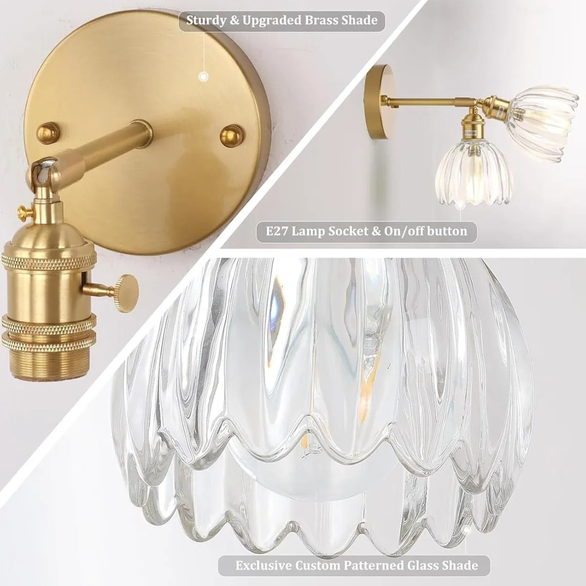 Vintage Wall Lights Set of 2 Lamps Indoor Gold - Image 4