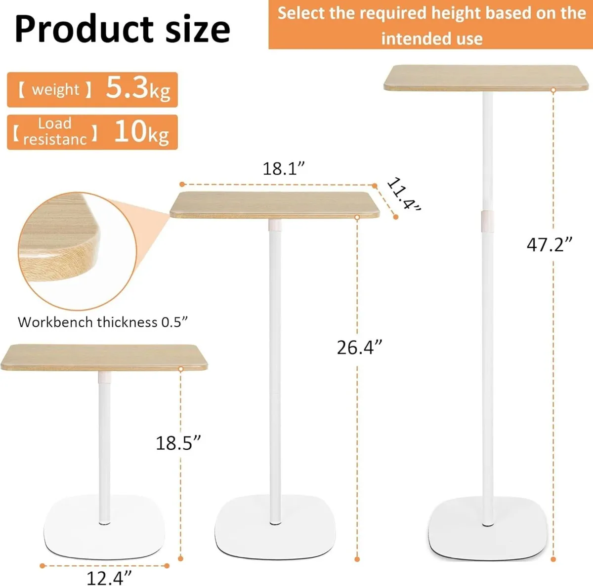 Height Adjustable Laptop Stand (18-48 Inch) Bed - Image 3