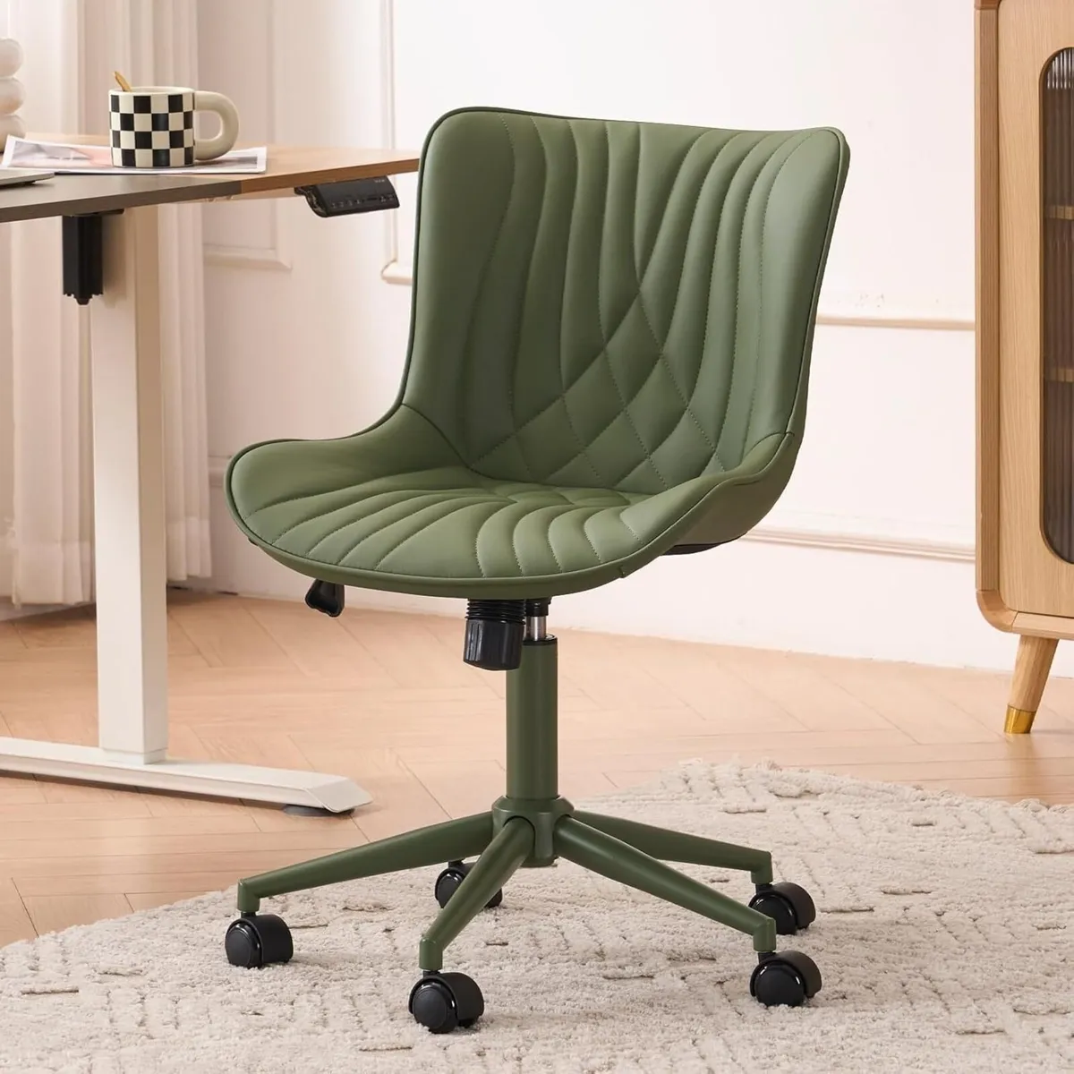 Office Chair Adjustable Ergonomic Desk Armless PU - Image 1