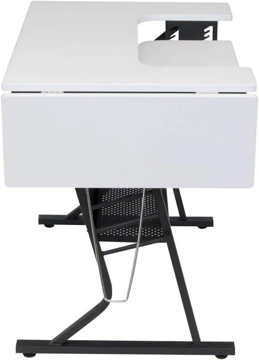 Small Sewing Table White Top with Black Legs -