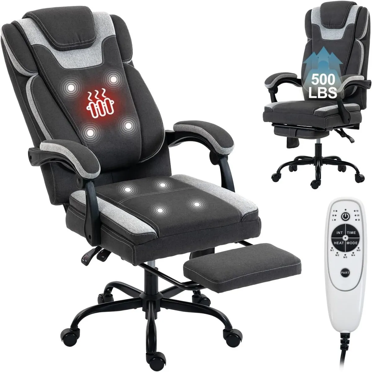 Fabric Massage Office Chair with Foot Rest 8 - Image 1