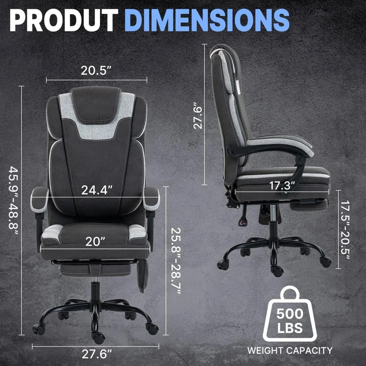 Fabric Massage Office Chair with Foot Rest 8 - Image 2