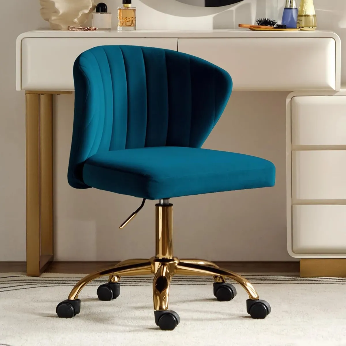 Swivel Office Chair Desk Chairs Velvet Comfy - Image 1