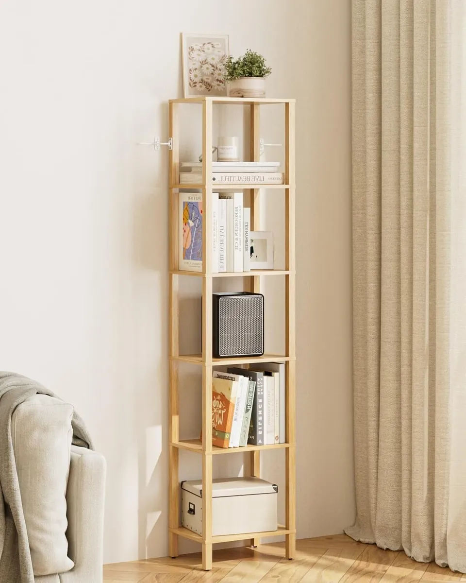Book Shelf 6 Tier Tall Bookshelf Narrow Bookcase - Image 1