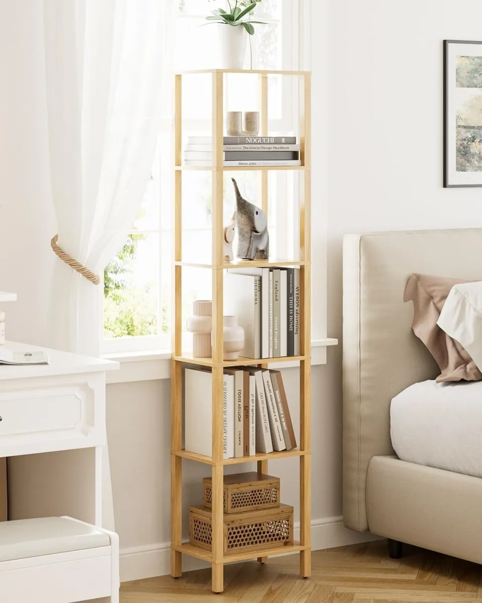 Book Shelf 6 Tier Tall Bookshelf Narrow Bookcase - Image 3