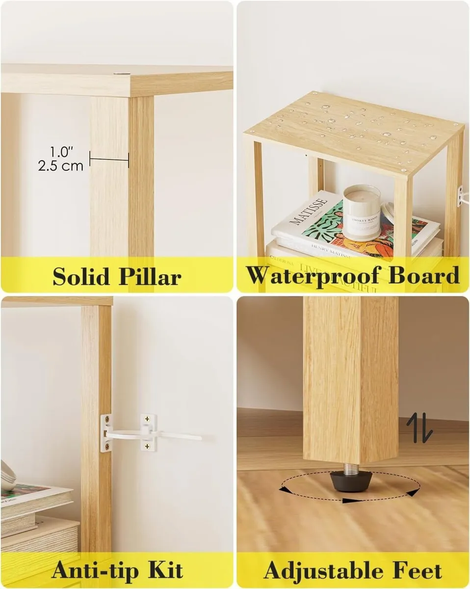 Book Shelf 6 Tier Tall Bookshelf Narrow Bookcase - Image 4