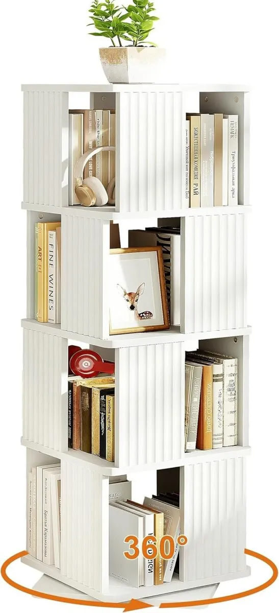 4-Tier Rotating Bookshelf Floor Standing 360degree - Image 1